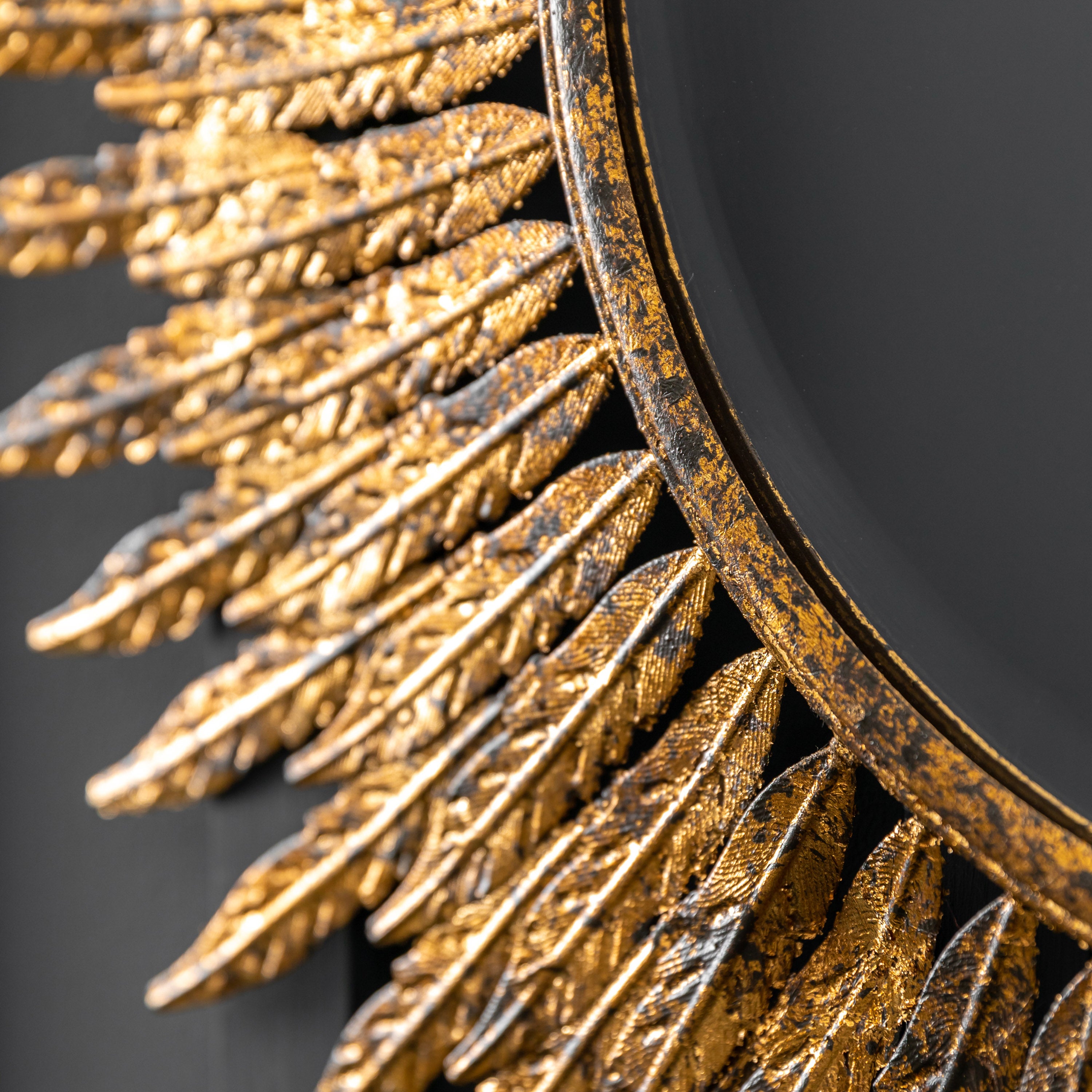 Gold Quill Feather Wall Mirror